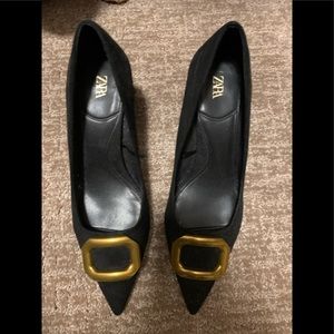 Zara black block heels